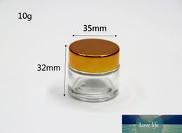 5pcs 10g High grade Amber Glass Jars Bosx Cosmetic Cream Bottles Facial Cream Gold Cap Lip Glass Case cosmetic container