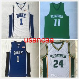 24 11 Kyrie Irving High School ST Patrick DUCK Jerseys Men Breathable Irving Basketball Jerseys Team Colour White