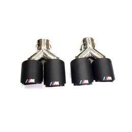 1 Pair Matte Carbon Fibre Car Exhaust Muffler Pipe For Universal M Performance 304 Stainless Steel Rear Back Tip