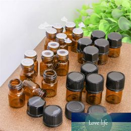 500pcs Small Amber Essential Oil Bottle with Plastic Lid,1ml Empty Glass Bottle, Mini Brown Glass Vials Container