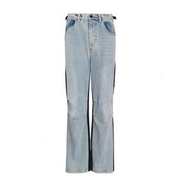 TWOTWINSTYLE Vintage Hit Colour Denim Women's Trousers High Waist Ruched Straight Jeans For Female 2020 Autumn Fashion Tide LJ201030
