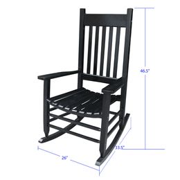 -Waco Porch Rocker / Chaise à bascule, facile à assembler en bois de taille confortable avec coussin, chaise de journal à usage extérieur ou intérieur, noir