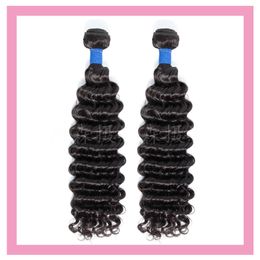 Deep Wave 2 Bundles 100% Human Hair Brazilian Virgin Hair Double Wefts 8-30inch Curly Virgin Hair Wefts Natural Colour