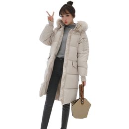 New Autumn winter loose Women parka Outwear Coat Jacket long sleeve Knee length Medium length Thick warm Fashion Cotton 201217