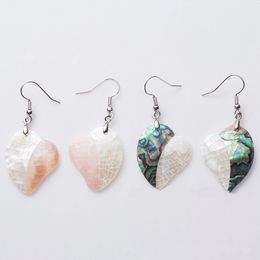 Heart Jewelry Lovely Design for Women Girls Paua Earring Abalone Shell Heart Dangle Earrings 5 Pairs