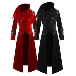 Men's Jackets Mens Gothic Steampunk Hooded Trench Party Costume Tailcoat Long Sleeve Jacket Fashion Coats Chaqueta Hombre1