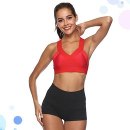 Gym Clothing Red Sport Wrapped Chest Yoga Underwear Strap Bra Fitness Soft Camisole Breathable For Woman Lady- Size S1