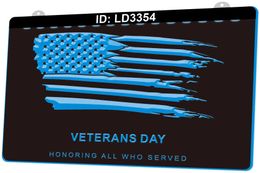 LD3354 Veterans Day 3D Engraving LED Light Sign Wholesale Retail