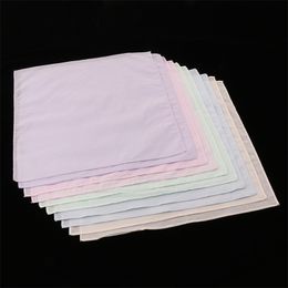 10pcs saf pamuk renkli mendiller kadınlar erkekler hanky diy cep kare hankies düğün yemek yemek egzersizi t200618