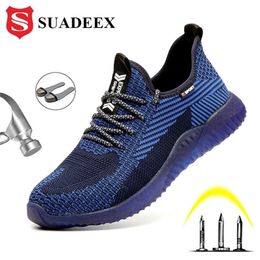 SUADEEX Men Steel Toe Safety Work Breathable Lightweight Comfortable Industrial Construction Shoes Puncture Proof Antislip Y200915