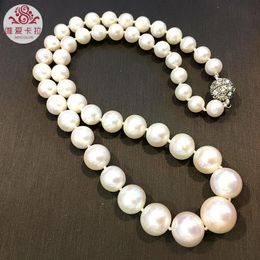 Chokers WEICOLOR Small To Big Size Design(About 7-13mm) Nearound White Natural Freshwater Pearl Necklace. Make You Different From Others