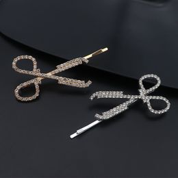 Women Girls Scissor Hair Accessories Crystal Hairpins Rhinestones Clips Headwear Hair Styling Tools Gold/Silver