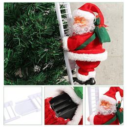 Funny Santa Claus Decoration Electric Climb Ladder With Music Song Christmas Tree Xmas Ornament Hanging for New Year Kids Gifts