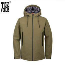 TIGER FORCE new arrival men spring jacket high quality warm streetwear Army Green outwear Rainproof casual clothes 50636 201214