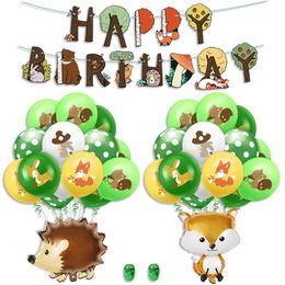 Cartoon Animals Banners Jungle Theme Party Paper Flags Garland Forest Fox Squirrel Bunting For Baby Shower Kids Birthday Favour Decor 20220224 Q2