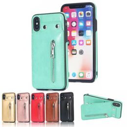 2021 PU Flip Leather Wallet Case Zipper Design Case Cover with Button For iPhone X 8 7 6 Plus 35