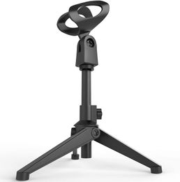 Desktop Tripod Microphone Stand, Portable Mic Table Stand, Universal Adjustable Desktop Microphone Stand