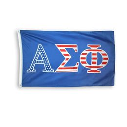 Alpha Sigma Phi USA Flag 3x5 feet Double Stitched High Quality Factory Directly Supply Polyester with Brass Grommets
