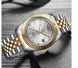 Luxury Classic Business Men's Watches Stainless Steel Watchband Date Week Display Quartz Wristwatch Male Clock