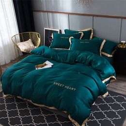Luxury Bedding Set 4pcs Flat Bed Sheet Brief Duvet Cover Sets King Comfortable Quilt Covers Single Queen Size Bedclothes Linens LJ201127