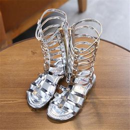 Classic Rivets Girls Sandals Summer Kids Shoes Boots Star Gladiator Sandal Flat Heels Children Girls Princess Beach Shoe