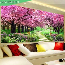 QIANZEHUI,DIY Embroidery,Round Warm pastoral garden Full rhinestone 5D Diamond painting cross stitch,needlework 201112