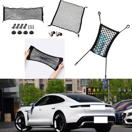 For Porsche Taycan Model Auto Car Black Rear Trunk Cargo Baggage Organiser Storage Nylon Plain Vertical Seat Net