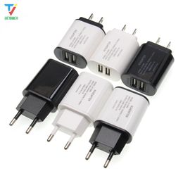 2 USB Ports 2USB Charger 5V 2A Portable Wall Adapter Mobile Phone Micro Data Charging For Samsung Huawei EU/US Plug Chargers 30pcs