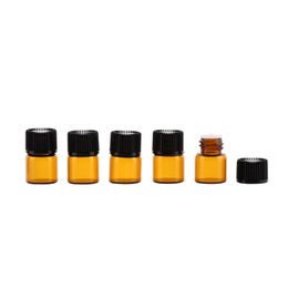 1ml (1/4 dram) Amber Glass Essential Oil Bottle perfume sample tubes Bottle with Plug and caps 5/8 dram LX4315