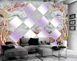 3d Flower Wallpaper Jade Carving Lotus 3D Premium Wallpaper Indoor TV Background Wall Decoration Modern Mural 3d Wallpaper