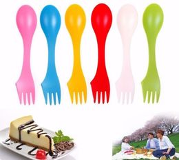 Plastic Spoon Fork Travel Cutlery Sets Camping Utensils Spork Combo Gadget Flatware Cutlery Spoons Set Dinning Tools 6pcs/set SN1714