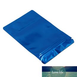 100Pcs Blue Stand Up Glossy Aluminium Foil Zip Lock Reusable Packaging Bag Heat Seal Tea Powder Storage Bag