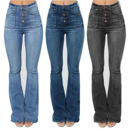 Alta cintura para mujer Boot Cut Jeans Fashion Skinny Denim Casual Slim Wide-Leg Flare Pantalones Tallas grandes Ropa XS-4XL en venta