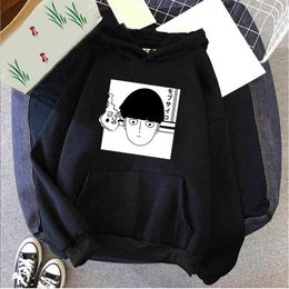 2021 Mob Psycho 100 Funny Hoodie Men Streetwear Harajuku Anime Sweatshirt Homme H1227