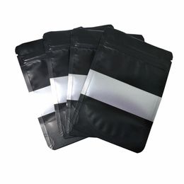 2020 Aluminium Zipper Seal Bag Matte Clear Plastic Window Black Zip Mylar Foil Package Bag Doypack Coffee Snacks Tea Storage Pouches