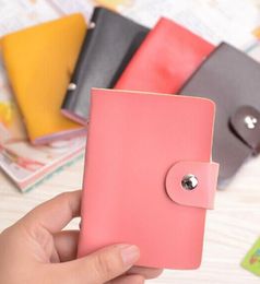 24 Position Business Credit ID Card Holder Bags Leather Strap Buckle Bank Solid Colour Holder Card Wallet Card Case