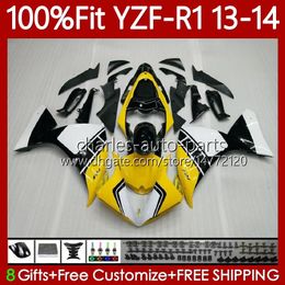 Motorcycle OEM Body For YAMAHA YZF R 1 1000CC YZF-R1 YZF1000 2013 2014 Bodywork 97No.6 YZF R1 1000 CC YZFR1 13 14 YZF-1000 2013-2014 Injection mold Fairings yellow white blk