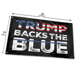 Trump Police Law Enforcement Thin Blue Line Outdoor Flags Banners 3' x 5'ft 100D Polyester High Quality Vivid Colour With Two Brass Grommets