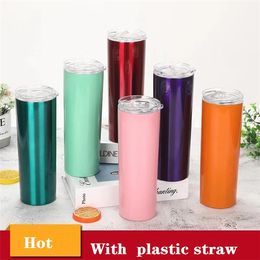 Creative straight cup 20oz vacuum double stainless steel Straw Cups Fashion portable coffee cups thermos cup 9098