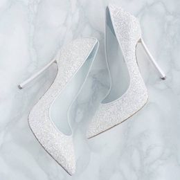 Sexy Women Bling Blade single Dress shoes Pumps Thin Metal Heels Wedding Stiletto Heel Sequins Pointed Toe Party Paillette High Heeled shoe