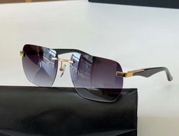 Rectangle Rimless Sunglasses for Men Artist Gold Black Grey Shaded Glasses Mens Fashion Sunglasses uv400 protecton with box