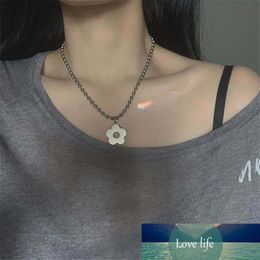 Kpop Harajuku Kawaii Choker Stainless Steel Flower Beads Necklace for Women Men Egirl Gothic Colar Streetwear Aesthetic