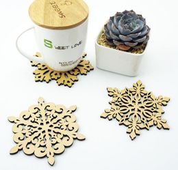 2022 new Wooden Snowflake Mug Coasters Holder Chic Drinks Coffee Tea Cup Mat Decor Mats