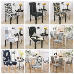 Stretch Chair Cover Spandex Dining Chair Slipcover Printed Removable Office Seat Case Restaurant Banquet Hotel Home Decoration 39 Style YG79