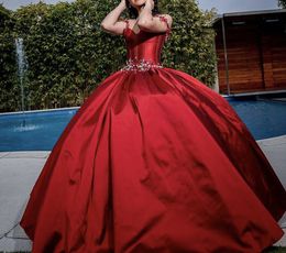 Burgundy Princess Quinceanera Dresses 2021 Sweet 16 Ball Gown Beaded Debutante Gowns Tulle Vestidos De 15