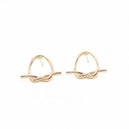 Cute Simple Knot Style Ear Nails Round Pattern Stud Earrings Zinc alloy Material Three Colour Optional For Women