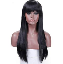 WIG Black Long Straight With Bangs Cosplay Party Heat Resistant