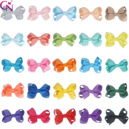 50 Pcs 25 Colours 3" Small Hair Bows With Hair Clips For Girls Kids Mini Boutique Plain Knot Ribbon Bows Hairpin Hair Accessories LJ201226