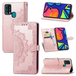 Folio Cover Premium Leather Wallet Embossed Mandala Drop Resistant Case For Samsung Galaxy M21S F41 M31 A01 CORE A71 A51 A11 A41 A31 A21 M21