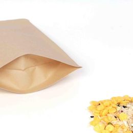 Ferimo 50pcs Aluminium coated kraft paper bag self sealing food packaging storage bags sealed zip